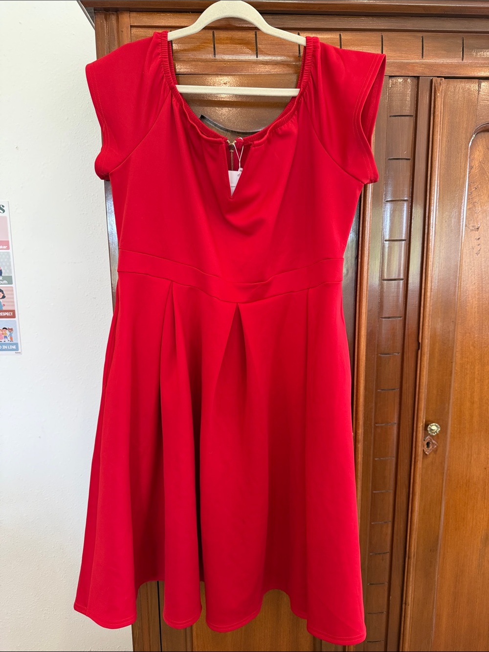 Lalagen Red Midi Fit-and-Flare Dress